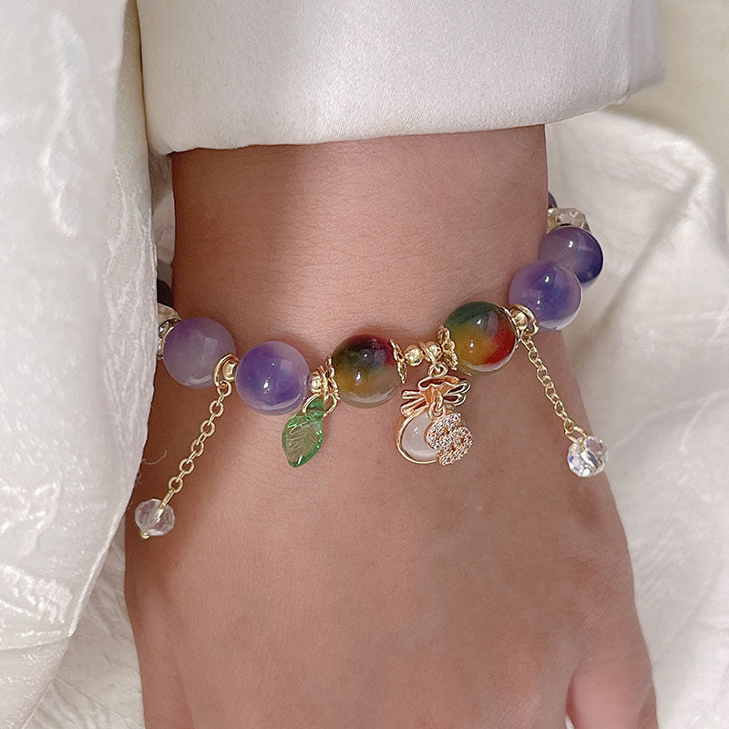 Colorful Natural Stone Crystal Pearl Bracelet Set for Fashionable Girls