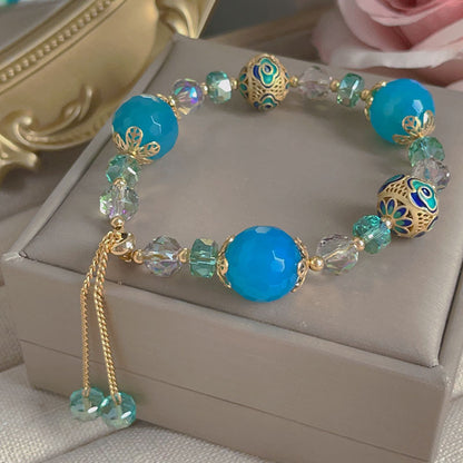 Colorful Beryl Elastic Bead Bracelet with Sparkling Crystal Chips