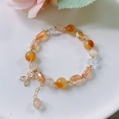 Cute Crystal Bracelet with Star and Flower Charms