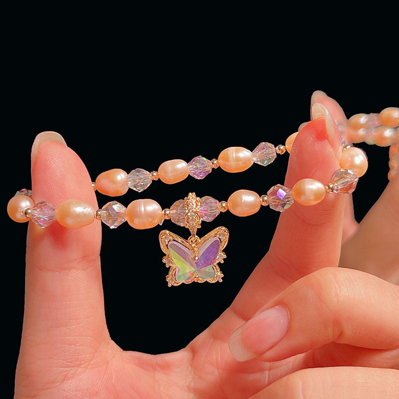 Freshwater Pearl Butterfly Bracelet Colorful Butterfly Bracelet