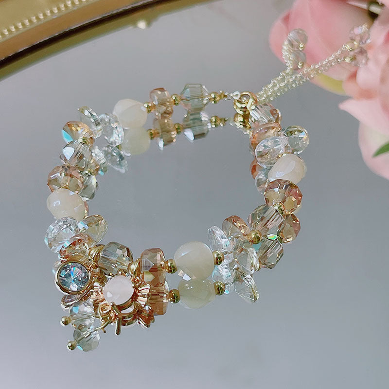 Cute Crystal Bracelet with Star and Flower Charms