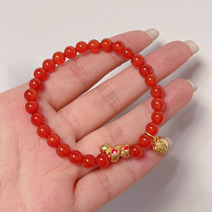 Red Agate Beaded Bracelet for New Year