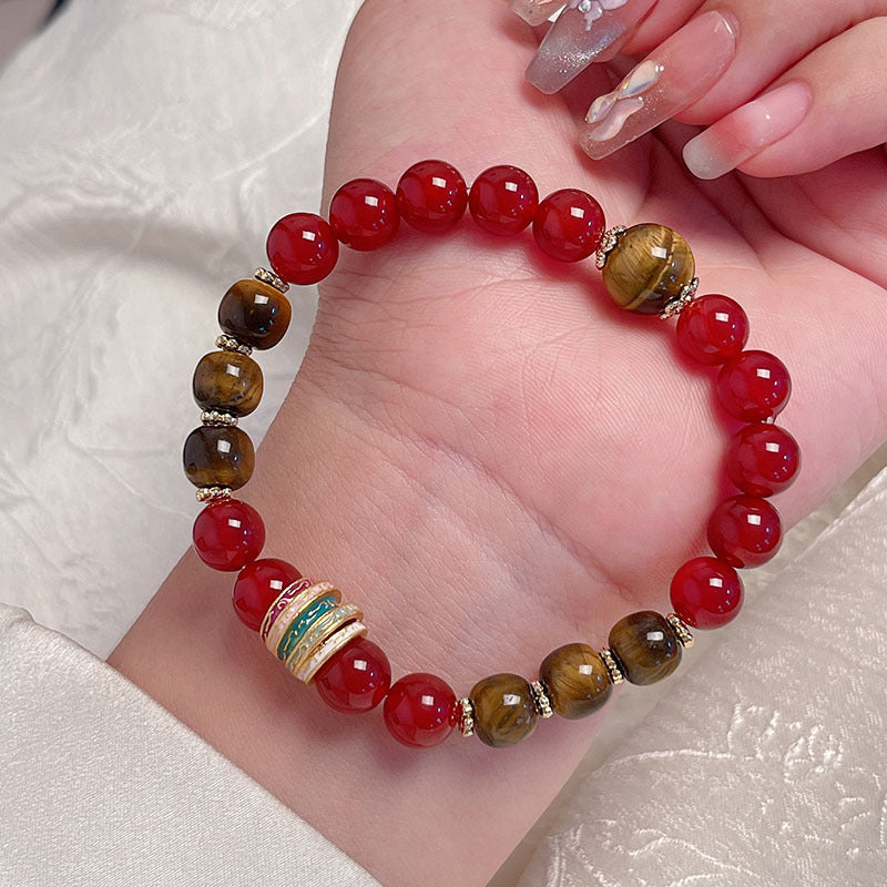 New Year Red Agate Beaded Bracelet