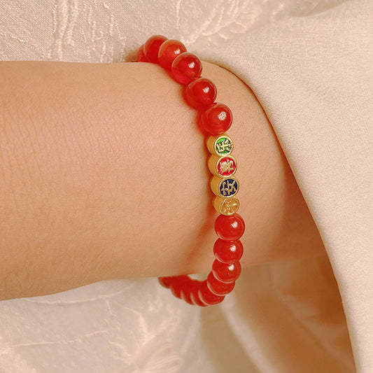 Red Agate Beaded Bracelet for New Year