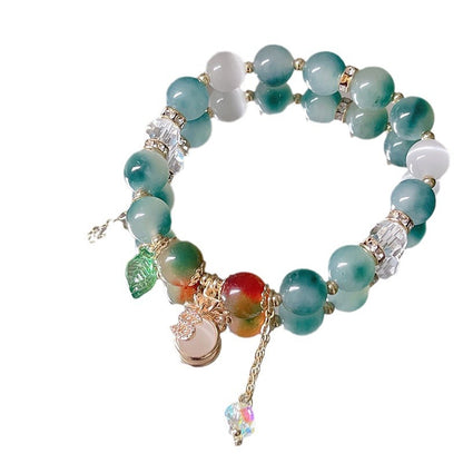 Colorful Natural Stone Crystal Pearl Bracelet Set for Fashionable Girls