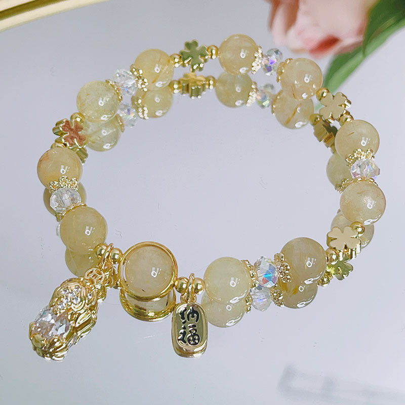 Luckystone Natural Crystal Pixiu Bracelet