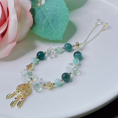 Cute Crystal Bracelet with Star and Flower Charms