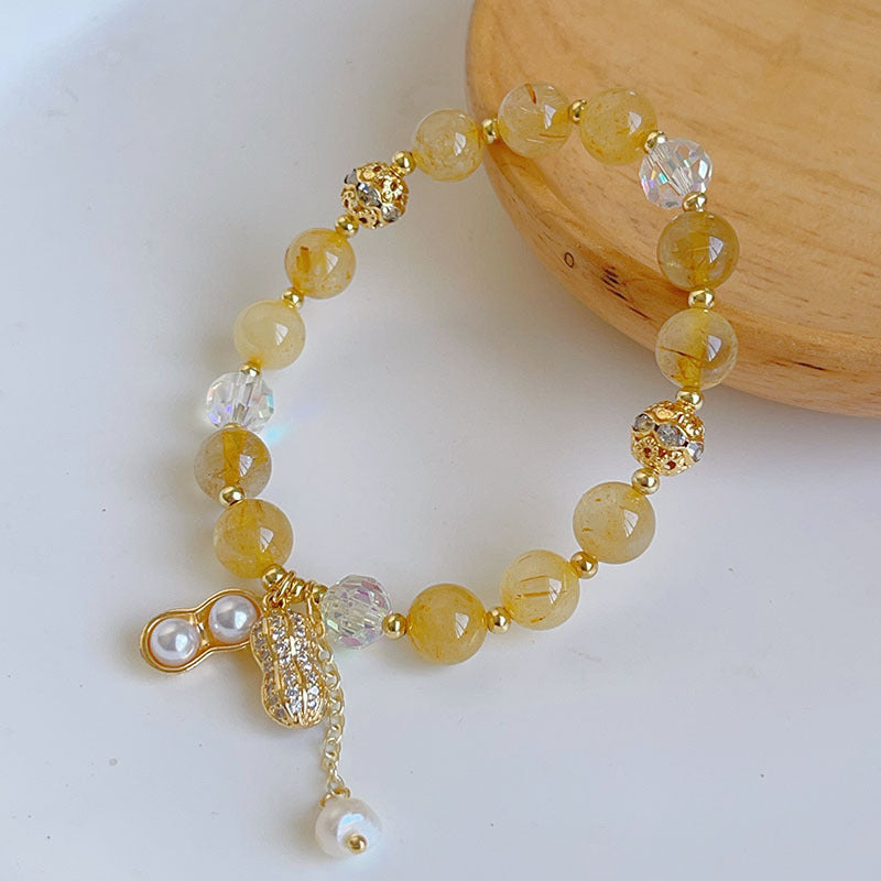 Prosperity Bracelet with Golden Hair Crystal and Peanut Beads