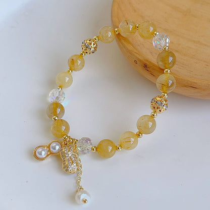 Prosperity Bracelet with Golden Hair Crystal and Peanut Beads