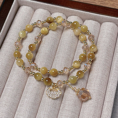 Tiger Eye Stone Double Loop Bracelet