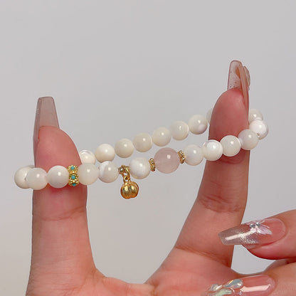 Natural White Butterfly Shell Flower Bellflower Bracelet