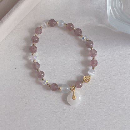 Natural Crystal Fox Lucky Clover Bracelet