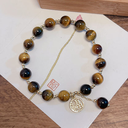 Yellow Wealth God Tiger Eye Stone Unisex Lucky Bracelet