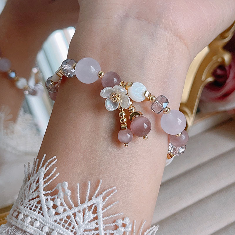 Fresh Flower Tassel Pendant Bracelet