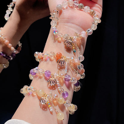 Crystal Bracelet with Shell Tassel Pendant