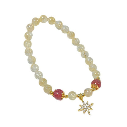 Yellow Crystal Beaded Bracelet with Delicate Butterfly and Star Pendant