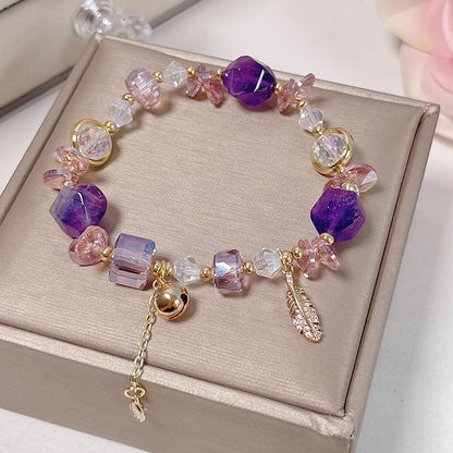 Irregular Crystal and Agate Bead Bell Bracelet