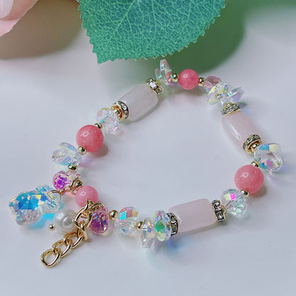 Cute Crystal Bracelet with Star and Flower Charms