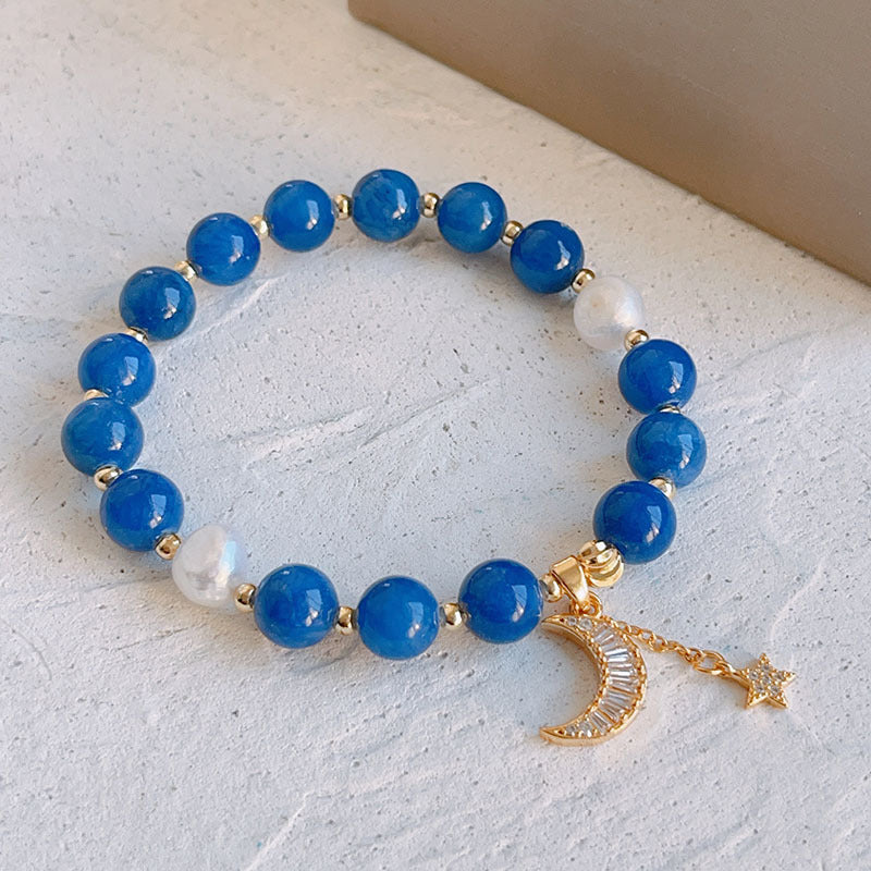 Natural Stone Moon and Star Layered Bracelet