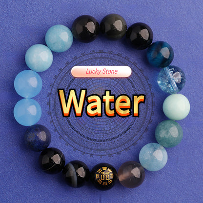 Wood Elemental-Green agate balance energy bracelet