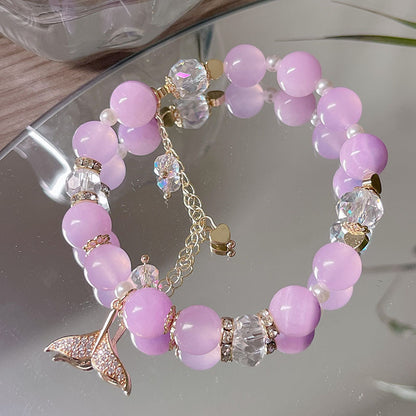 Candy Color Natural Stone Beaded Bracelet for Fairy Tail Girls