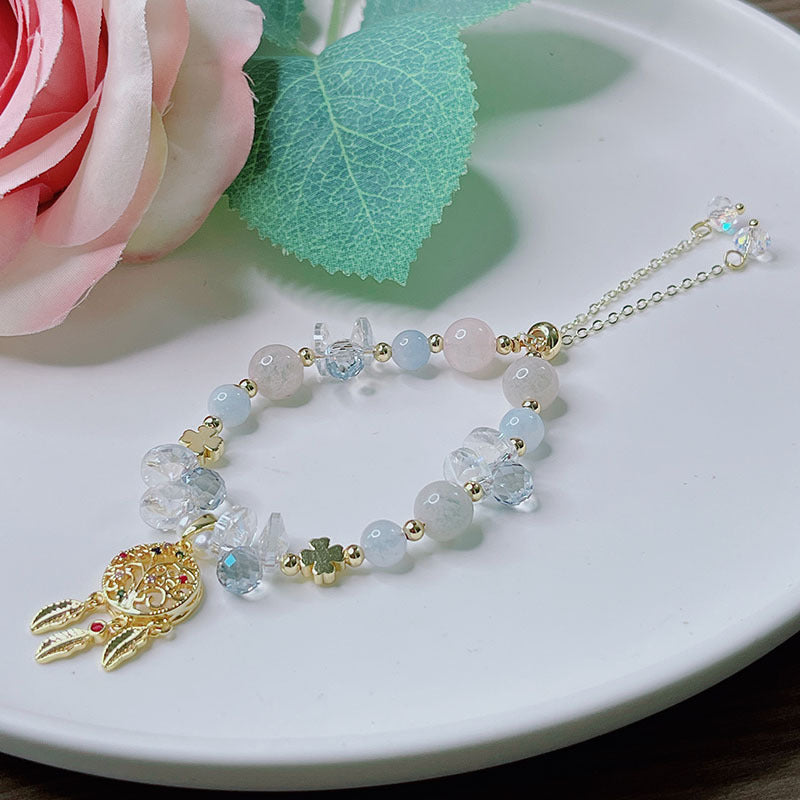 Cute Crystal Bracelet with Star and Flower Charms