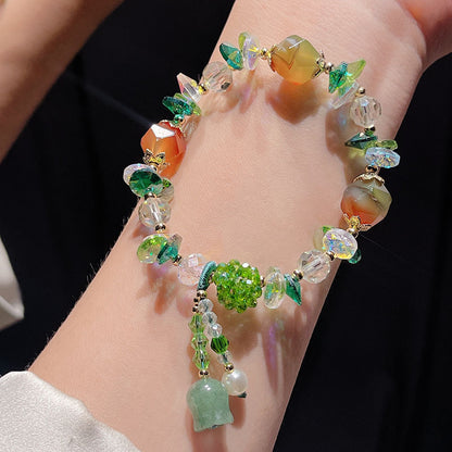 Original Heavy Duty Lily Flower Tassel Bracelet for Women with High-end Crystal Agate Beads