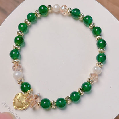 Dreamy Purple Crystal and Green Agate Beaded Bracelet