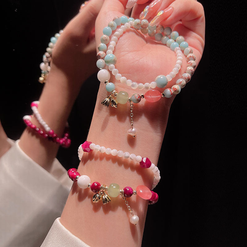 Natural Stone Bead Bracelet Set with Tiger Eye and Shoushan Stone