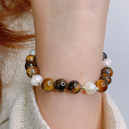 Natural Yellow Tiger Eye Beaded Bracelet