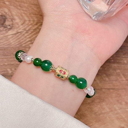 Red Agate Green Agate Pearl Bracelet