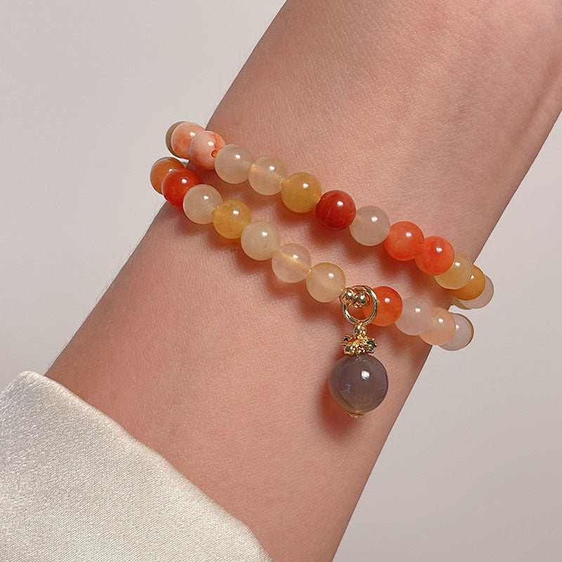 Purple Gray Bracelet with Agate Beads for Women