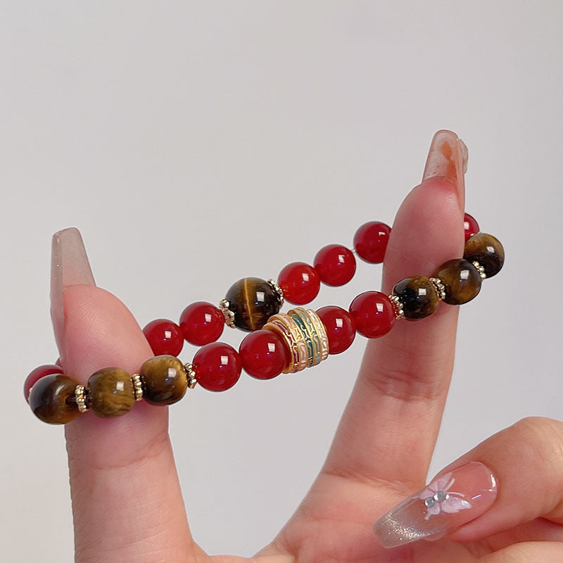 New Year Red Agate Beaded Bracelet