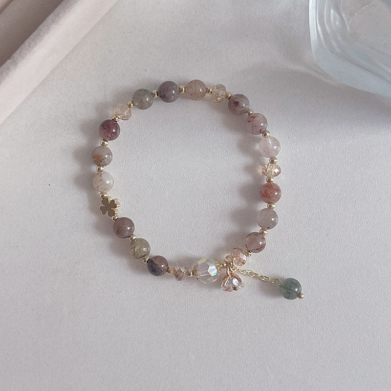 Natural Crystal Fox Lucky Clover Bracelet