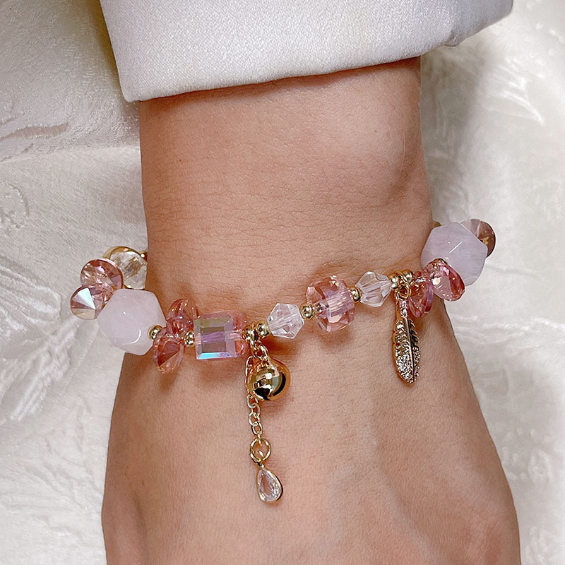 Colorful Natural Stone Crystal Pearl Bracelet Set for Fashionable Girls