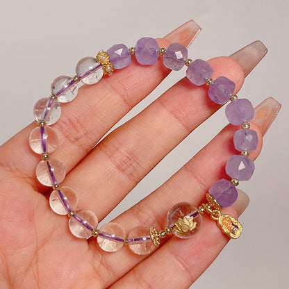 Double Luck Amethyst White Crystal Bracelet