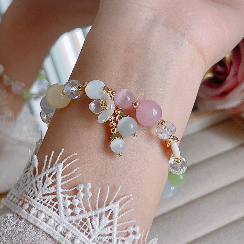 Fresh Flower Tassel Pendant Bracelet