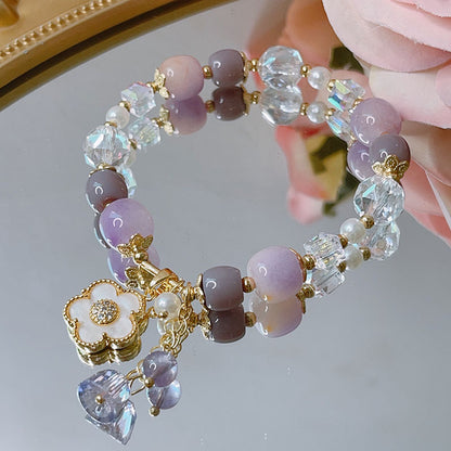 Spring/Summer Flower Bracelet with Natural Stone Crystal for Women