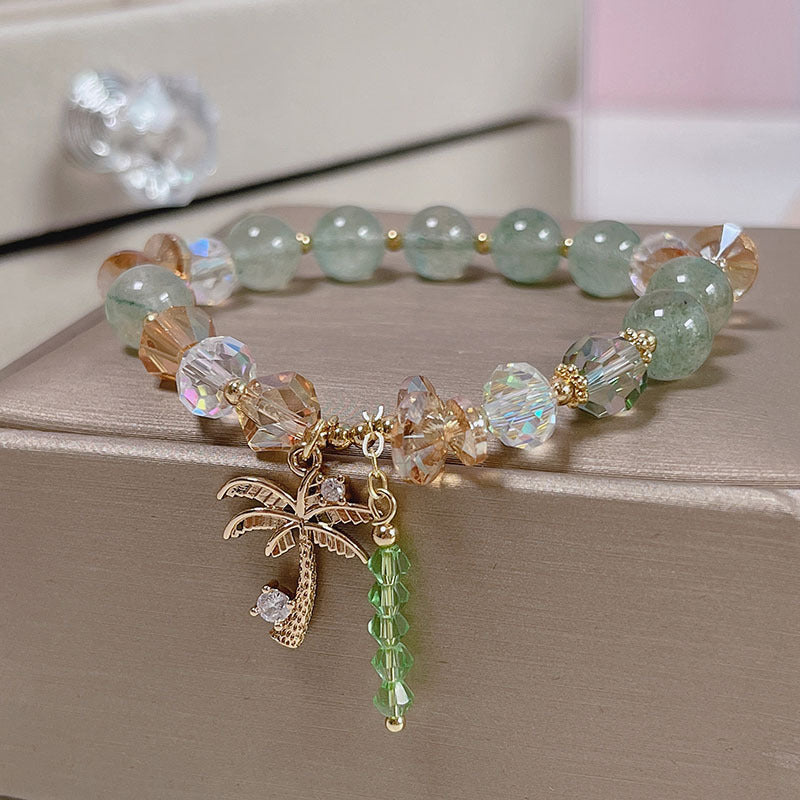 Colorful Natural Stone Crystal Pearl Bracelet Set for Fashionable Girls