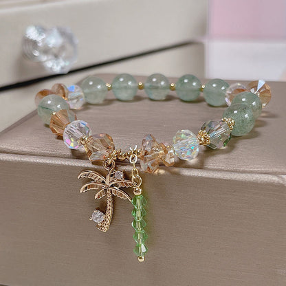 Colorful Natural Stone Crystal Pearl Bracelet Set for Fashionable Girls