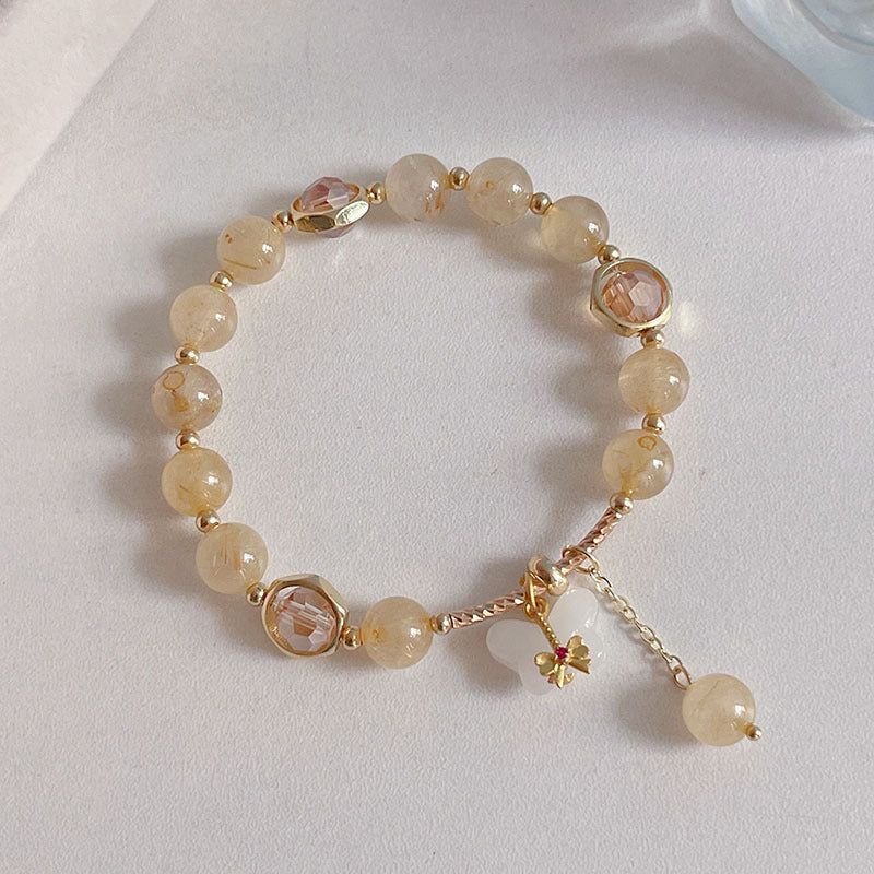 Colorful Crystal Strawberry Crystal Yellow Crystal Butterfly Bracelet