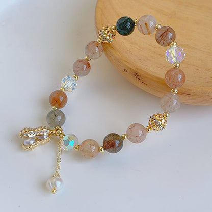 Prosperity Bracelet with Golden Hair Crystal and Peanut Beads