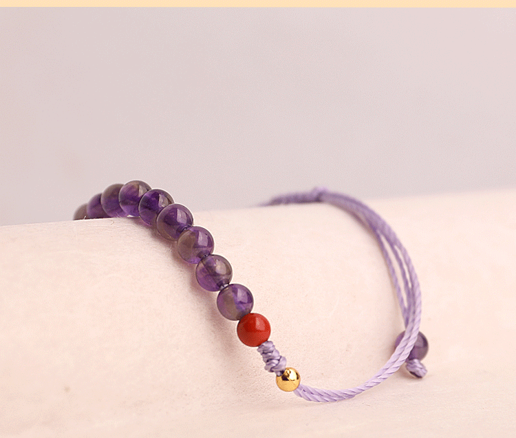 Natural Amethyst Knitted Hand Rope Purple Bracelet