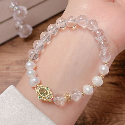 Simple and Luxe Pearl Bracelet with Small Colorful Gems