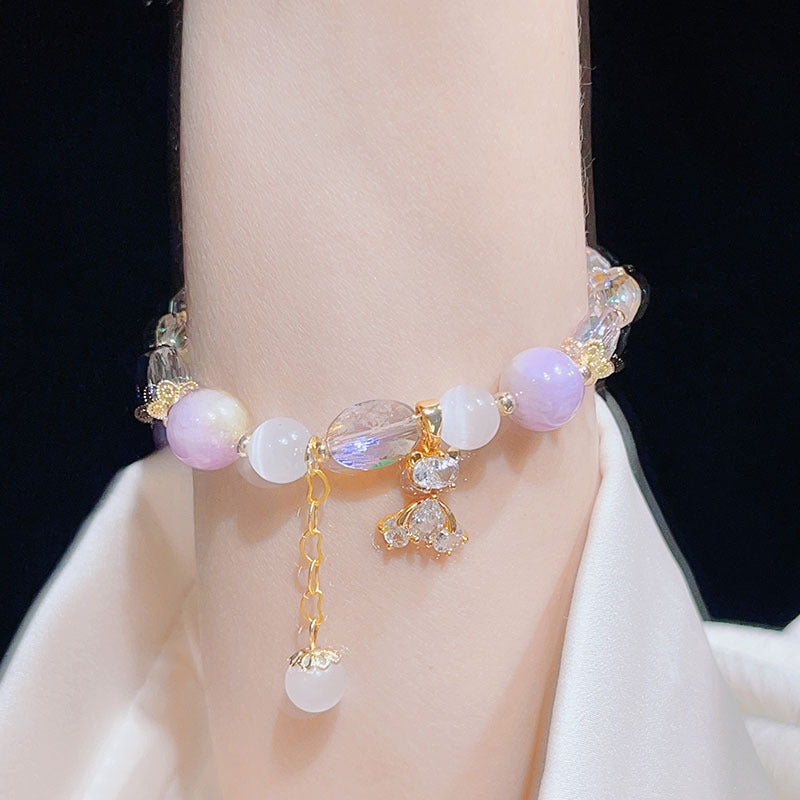 Korean Style Cute Bear Crystal Bead Bracelet for Girls