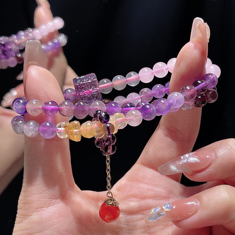 Nine Purple Fire Bracelet Aurora Luminous Glass Cube Crystal Bracelet