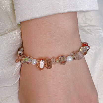 Freshwater Pearl Crystal Bracelet with Gold Plated Pull-out Design