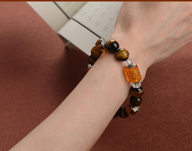 7A grade natural tiger eye stone yellow crystal bracelet