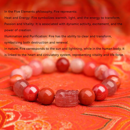 Fire Elemental-Red Agate Natural Crystal Multi-Treasure Auspicious Bracelet