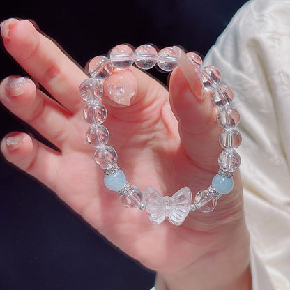 Natural White Crystal Carved Butterfly Bracelet